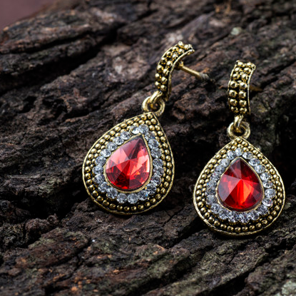 천연 루비 귀걸이